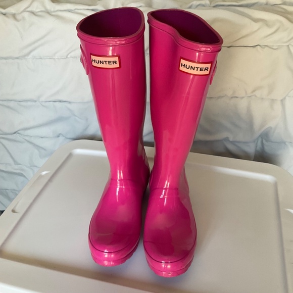 Original Kids Gloss Pink Hunter Boots kids size 4/5 women’s size 5 - Picture 3 of 16